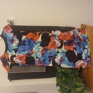 Betsey Johnson Black Floral Midi Dress